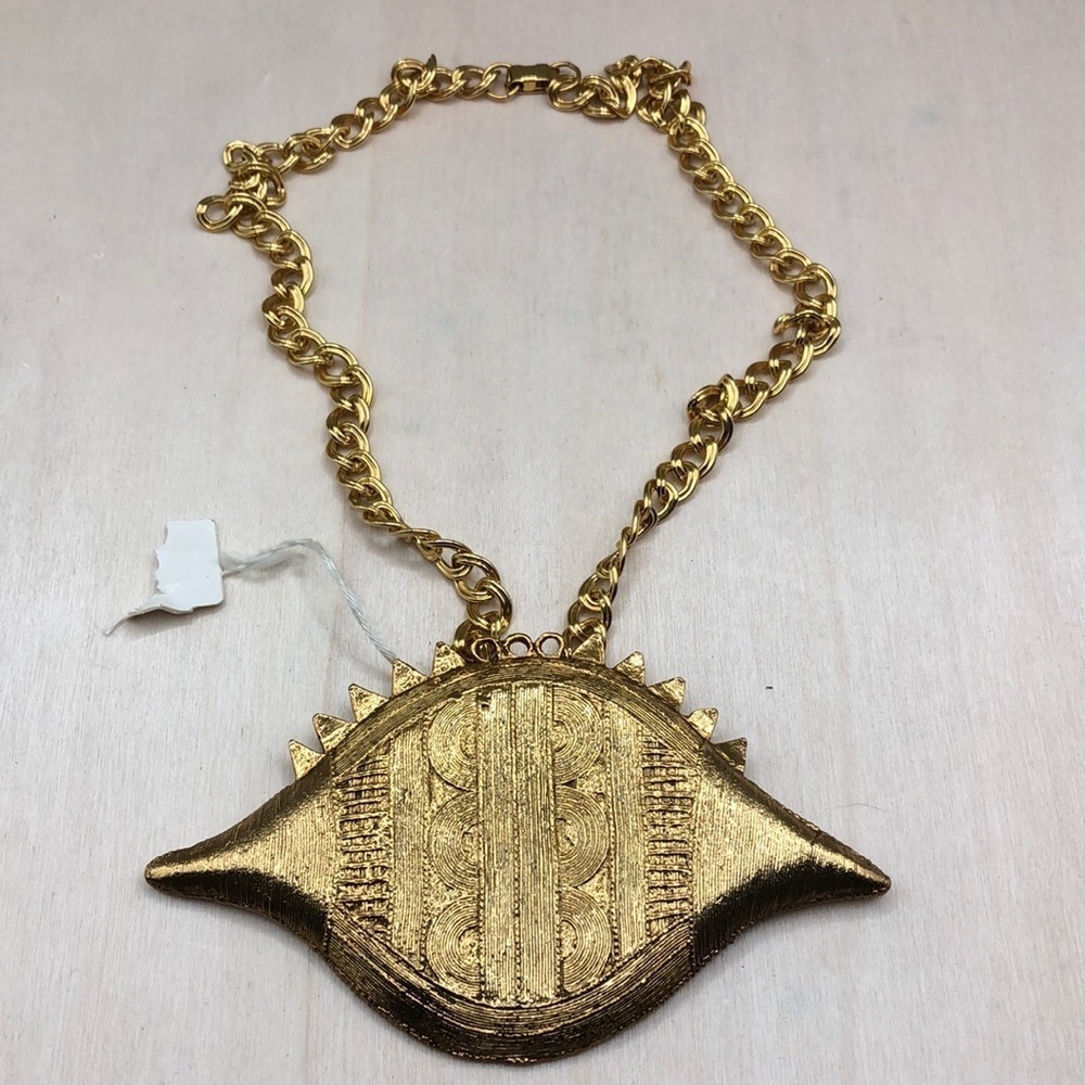 Alva museum replicas eye necklace huge pendant 1970's statement art to wear.